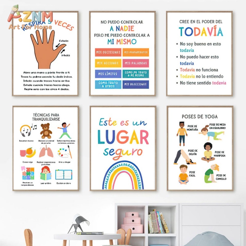 Kids Yoga Education - AZNM Impressão em Tela para Crianças