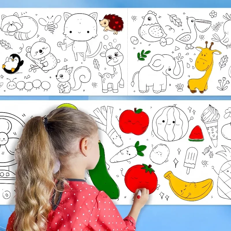 Crianças colorir rolo de papel - Kids Education Wallpaper avaliação e preço