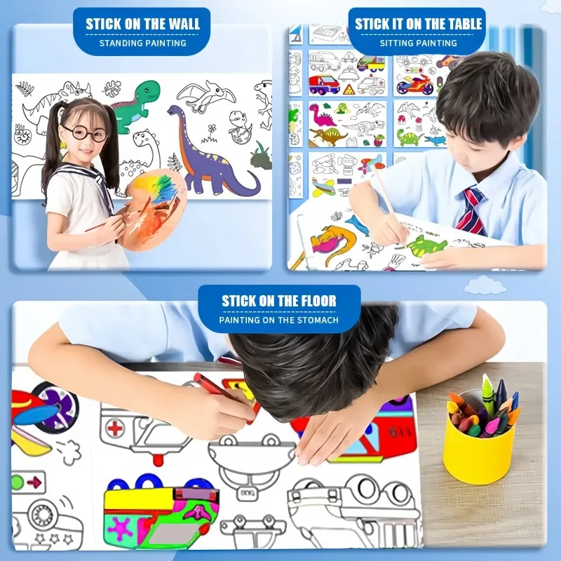 Crianças colorir rolo de papel - Kids Education Wallpaper avaliação e preço