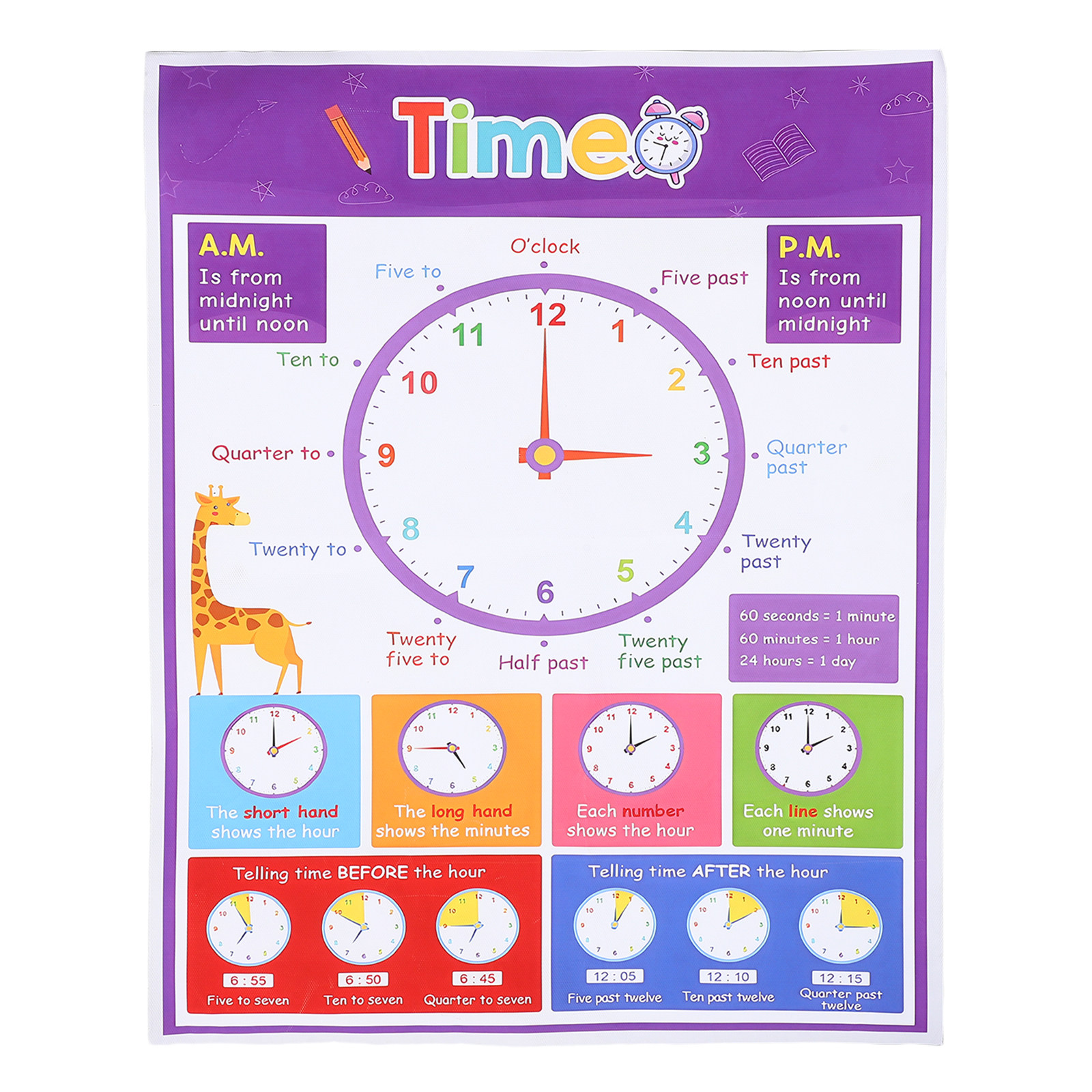 Pôster Educativo de Tempo para - Kids Education Wallpaper avaliação e preço