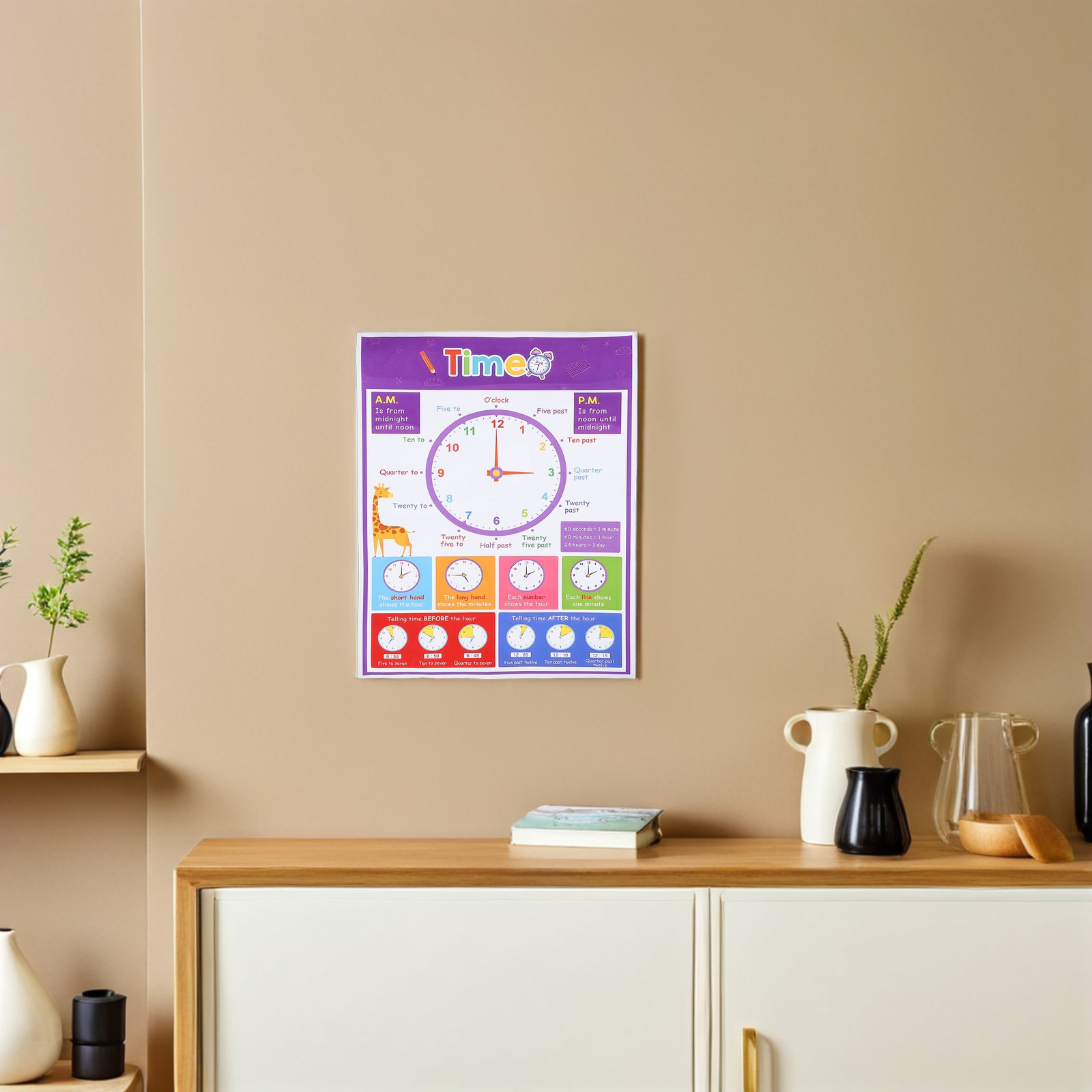 Pôster Educativo de Tempo para - Kids Education Wallpaper avaliação e preço